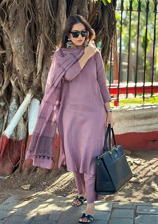 Rayon Blend Kurta Pant & Dupatta Set