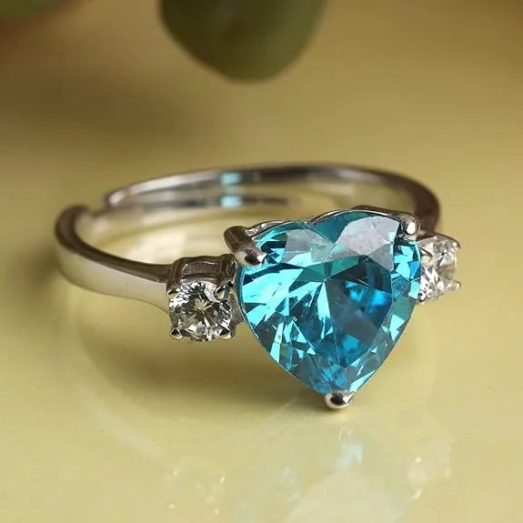 Sterling Silver Sky Blue Heart Ring