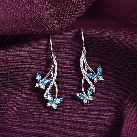 Sterling Silver Butterfly Dangle Earrings