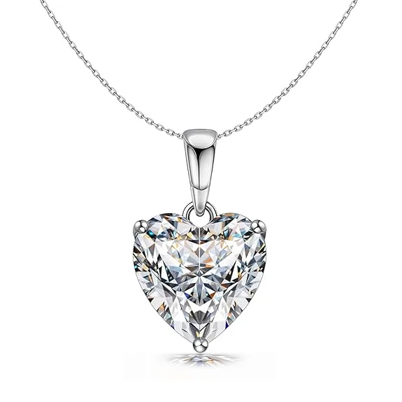 Silver Solitaire Heart Pendant with Chain